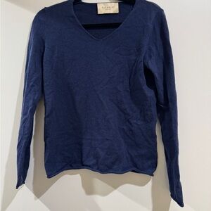 Navy Blue Long Sleeve Cashmere Sweater
